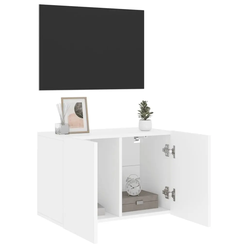 TV Cabinet Wall-mounted White Storage Unit 60x30x41cm Engineered Wood