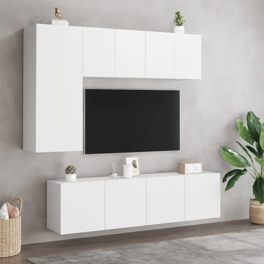 TV Cabinet Wall-mounted White Storage Unit 60x30x41cm Engineered Wood