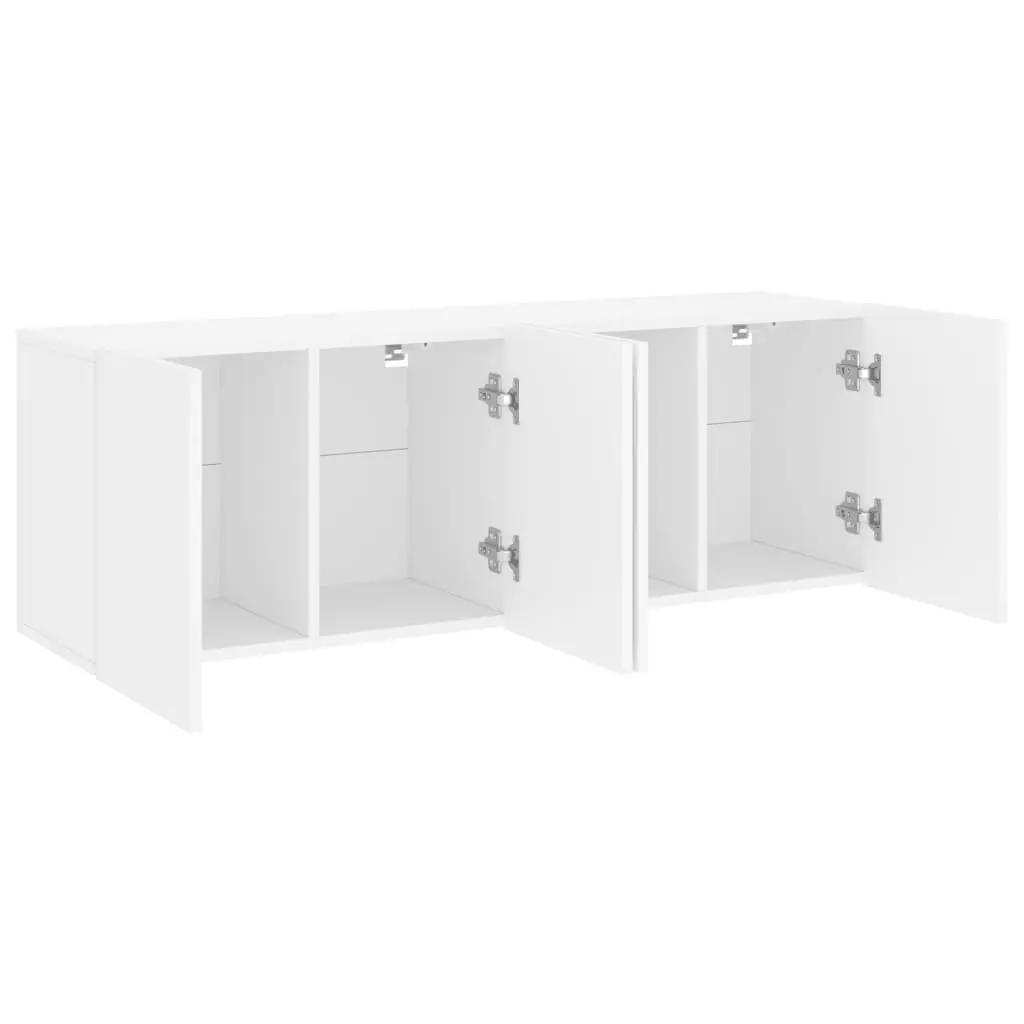 Wall-mounted TV Cabinets White 2 Piece Media Storage Units Engineered Wood
