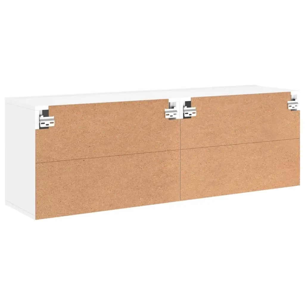 Wall-mounted TV Cabinets White 2 Piece Media Storage Units Engineered Wood