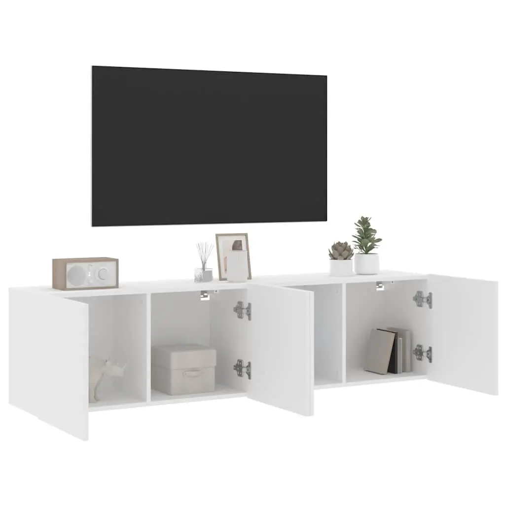 Wall-Mounted TV Cabinets 2 Pieces White Storage Units 80x30x41cm Media Display