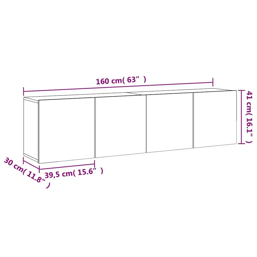 Wall-Mounted TV Cabinets 2 Pieces White Storage Units 80x30x41cm Media Display