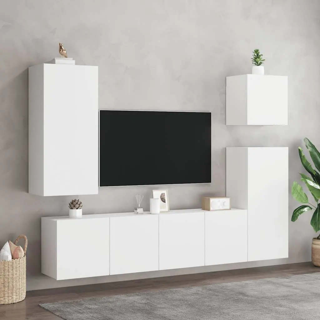 Wall-Mounted TV Cabinets 2 Pieces White Storage Units 80x30x41cm Media Display