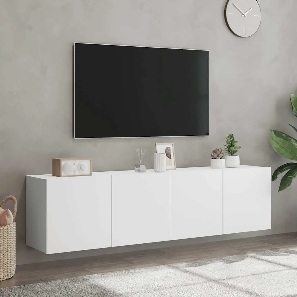 Wall-Mounted TV Cabinets 2 Pieces White Storage Units 80x30x41cm Media Display