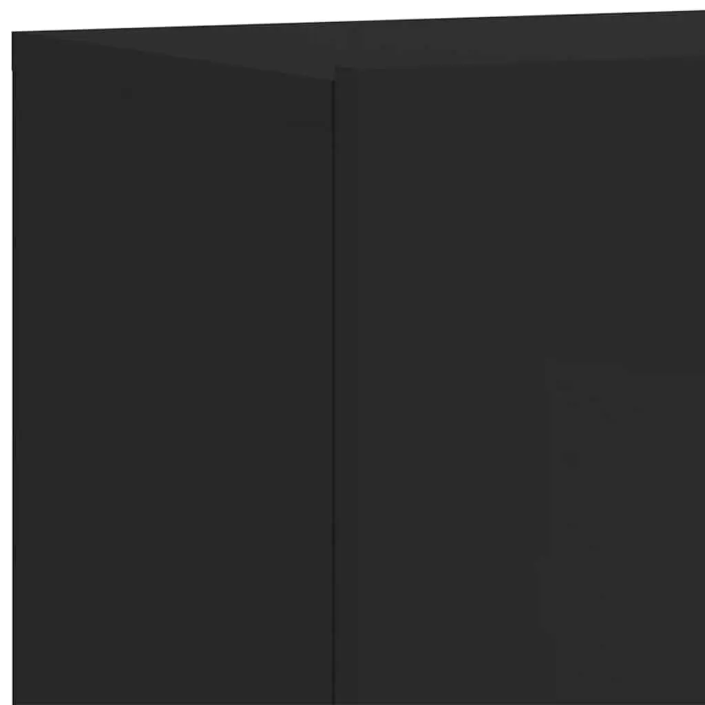 Wall-Mounted TV Cabinet 2 Pieces Black Storage Organiser Media Shelving Unit