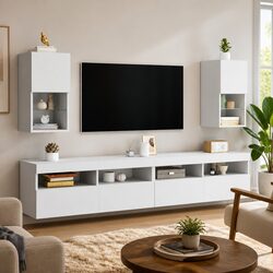 Contemporary TV Cabinets with RGB LED Lights - Set of 2