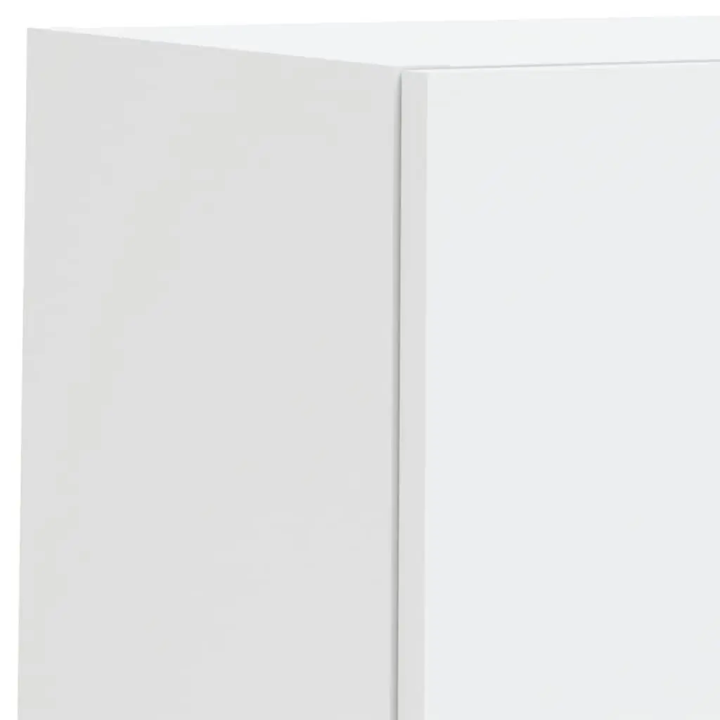TV Cabinets Wall-Mounted White RGB LED Lights Media Storage Units Set of 2