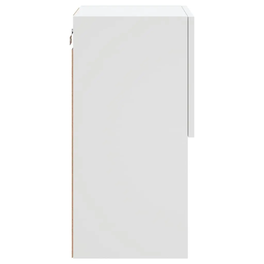 TV Cabinets Wall-Mounted White RGB LED Lights Media Storage Units Set of 2