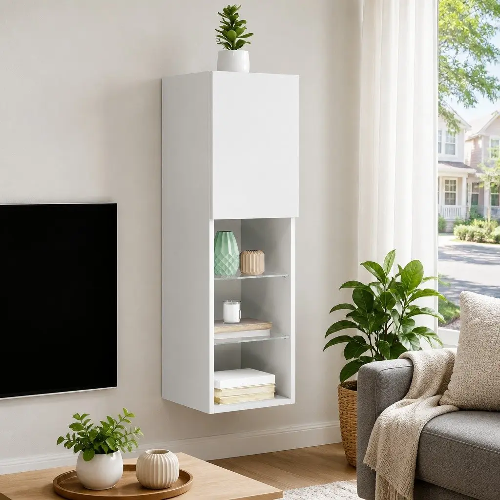 Wall-Mounted TV Cabinet with RGB LED Lights