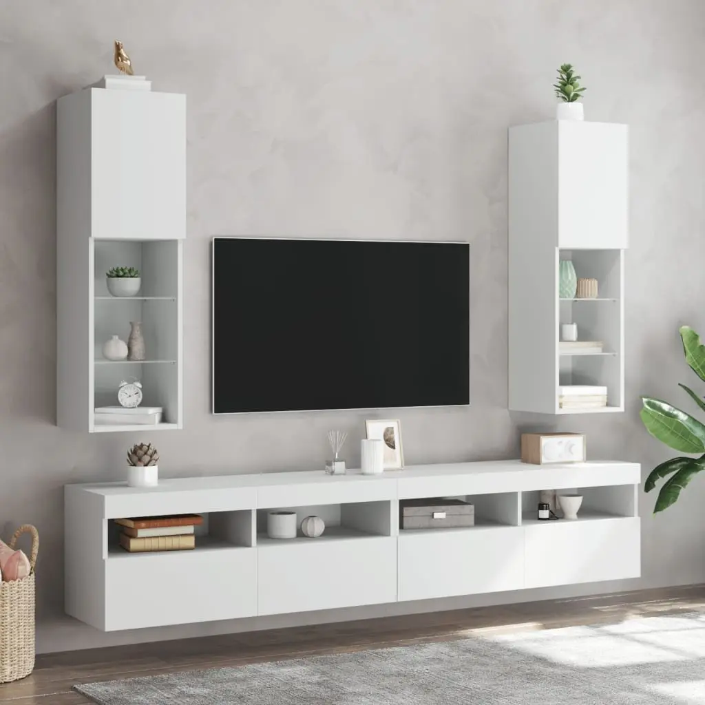 Wall-Mounted TV Cabinet with RGB LED Lights