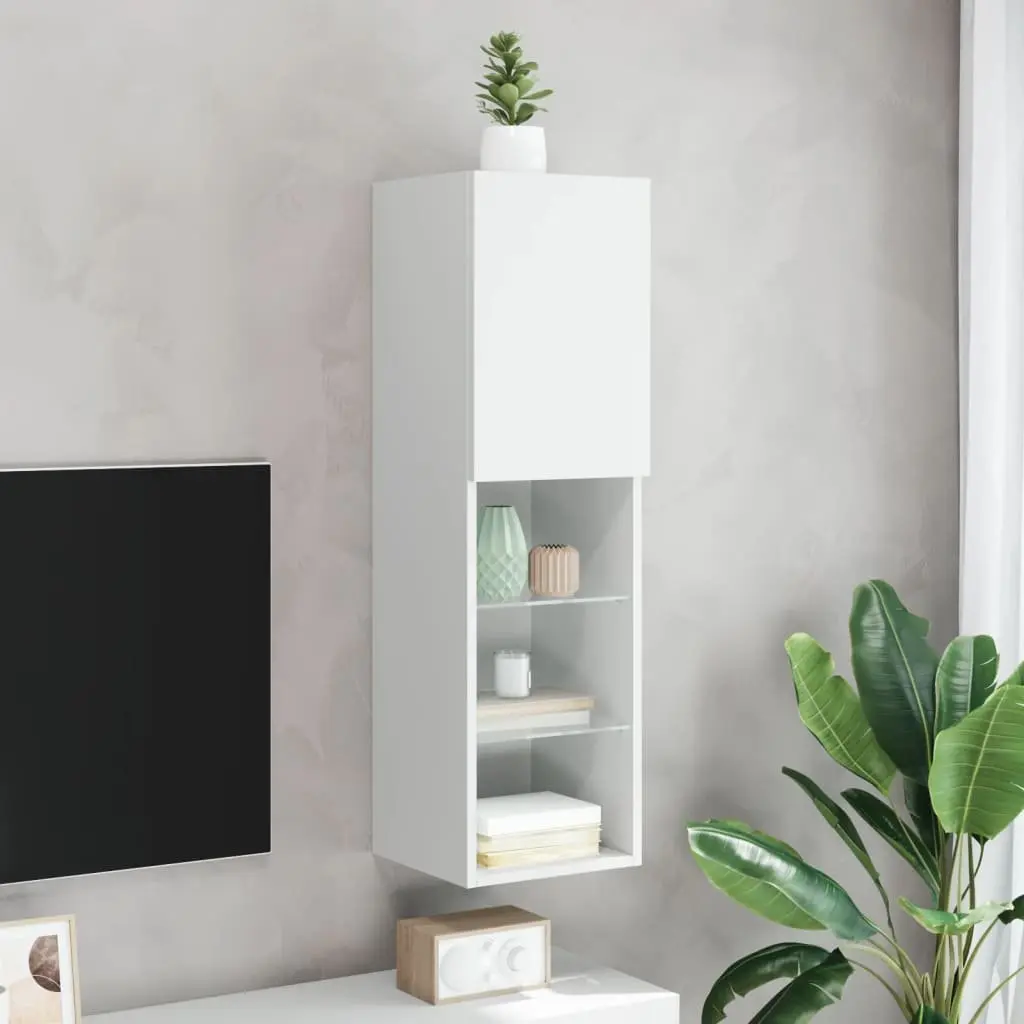 Wall-Mounted TV Cabinet with RGB LED Lights