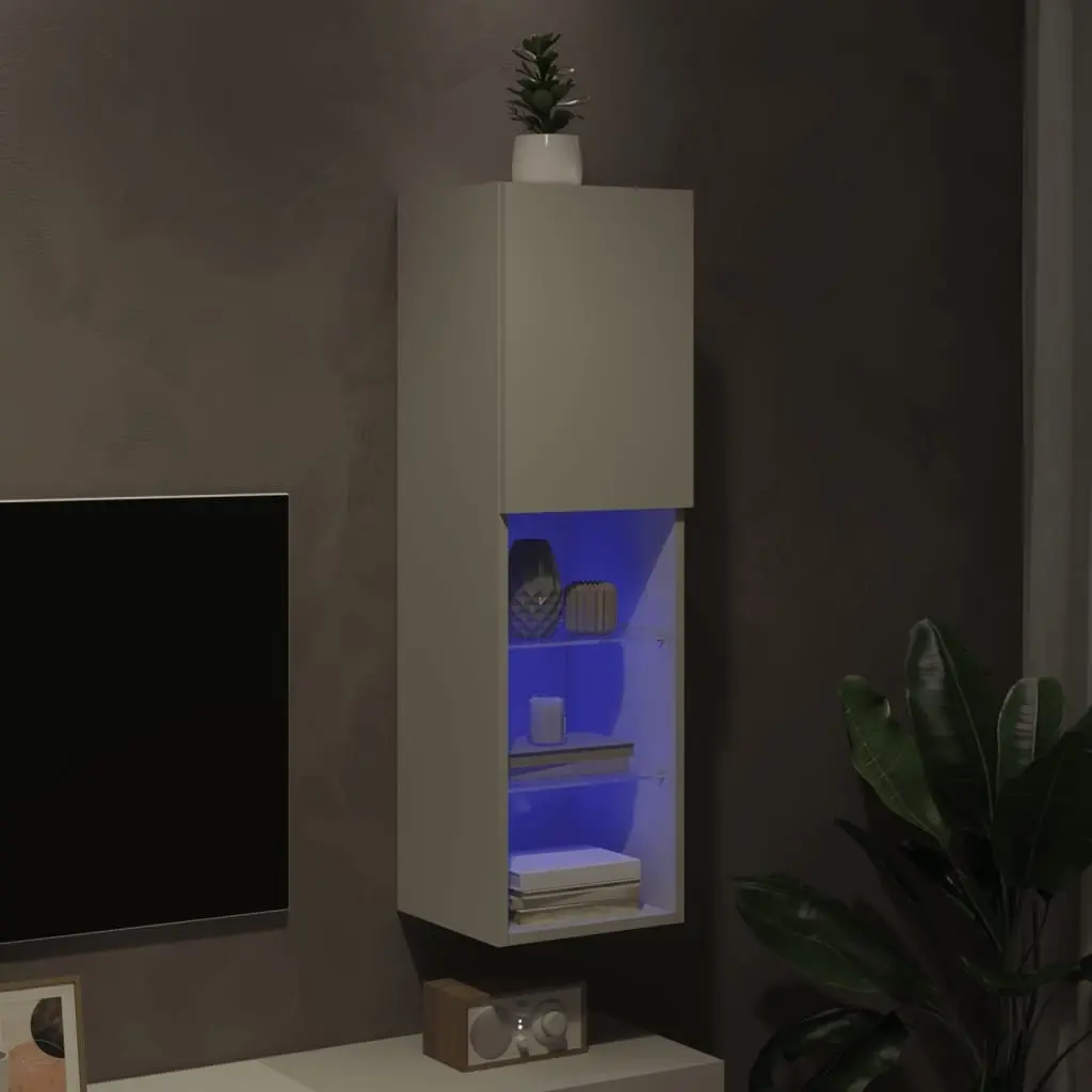 Wall-Mounted TV Cabinet with RGB LED Lights