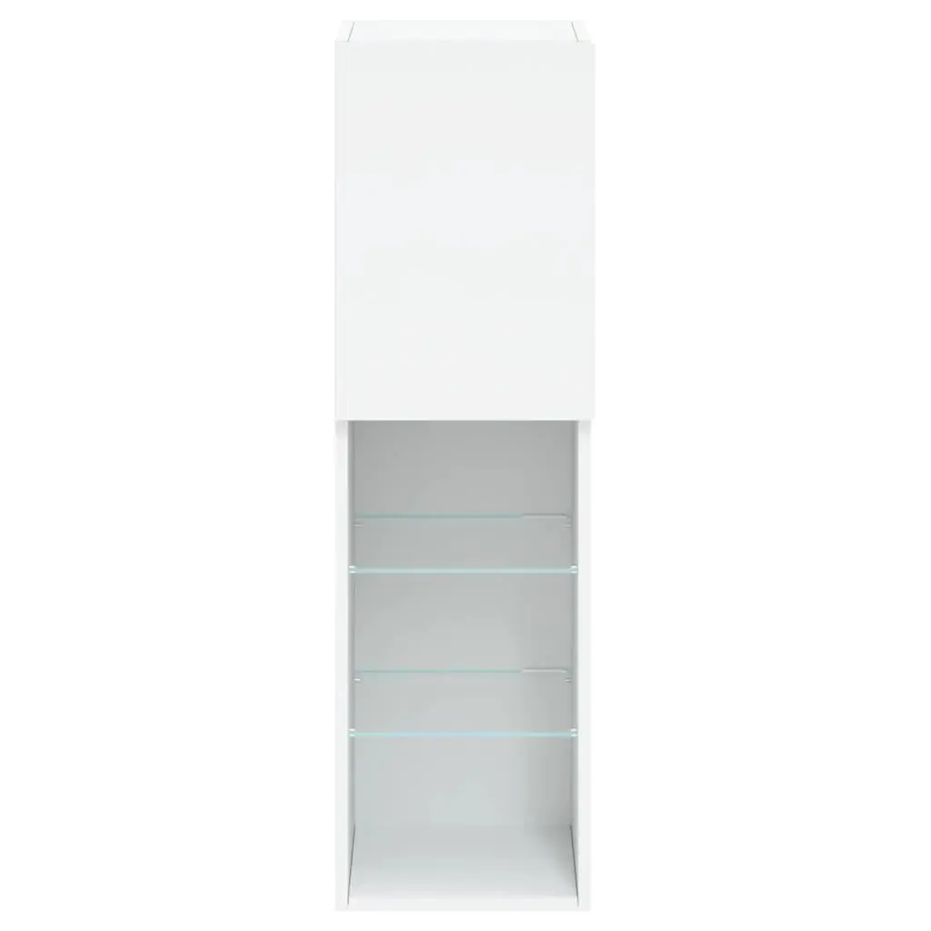 Wall-Mounted TV Cabinet with RGB LED Lights in White