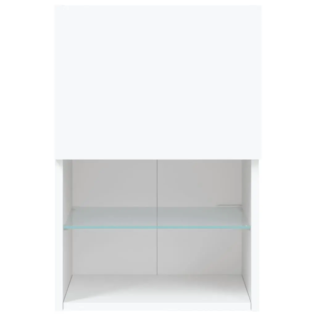 TV Cabinet Wall-Mounted White 2 Piece Engineered Wood with RGB LED Lights