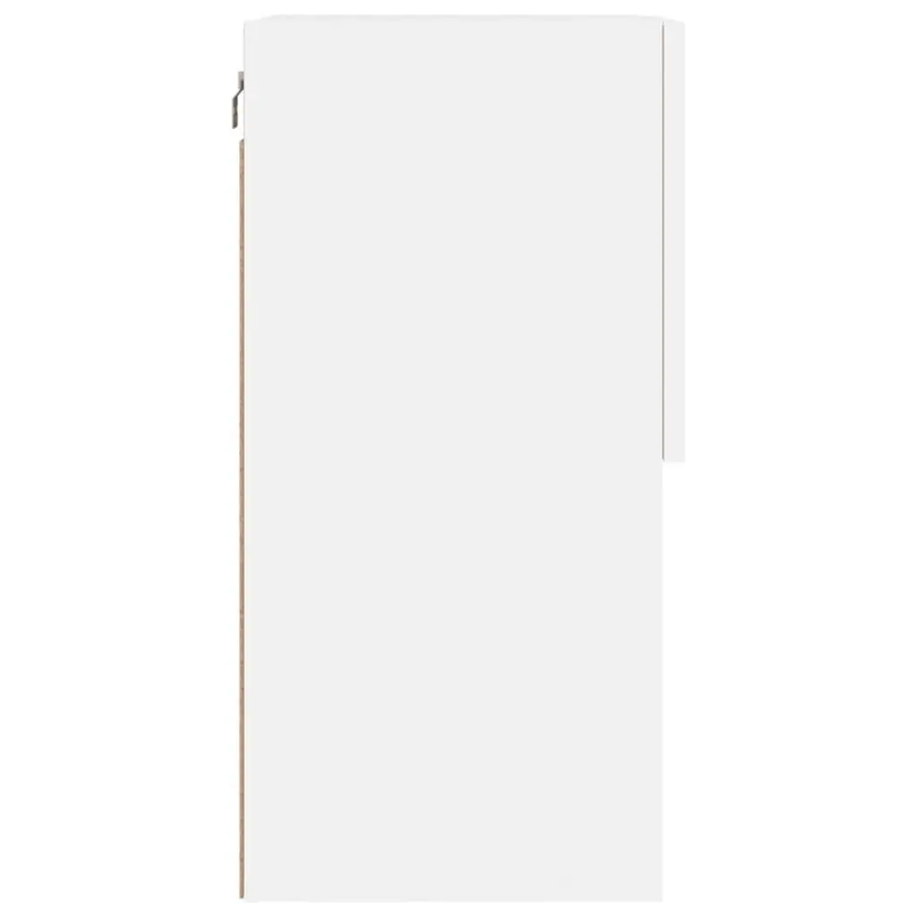 TV Cabinet Wall-Mounted White 2 Piece Engineered Wood with RGB LED Lights