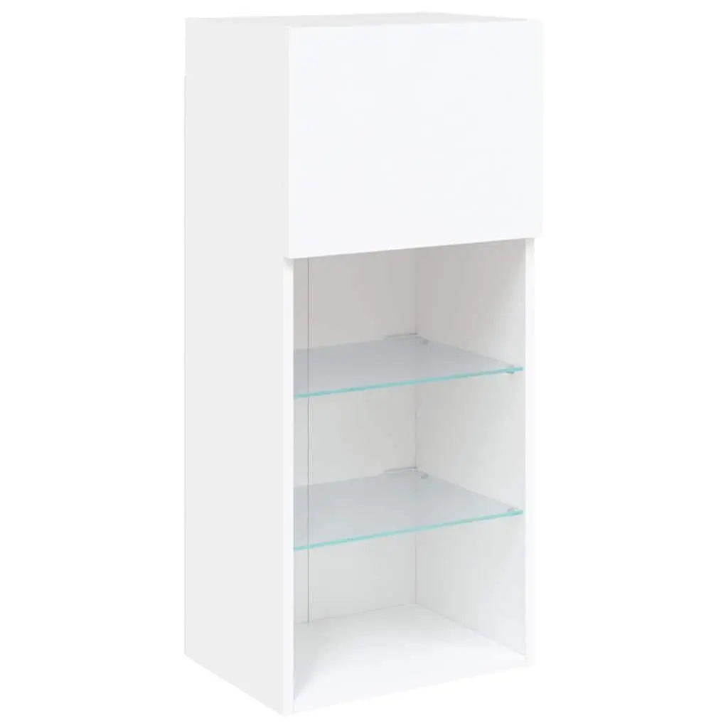 TV Cabinets White Wall-Mounted 40.5x30x90cm Engineered Wood with RGB LED Lights Set of 2