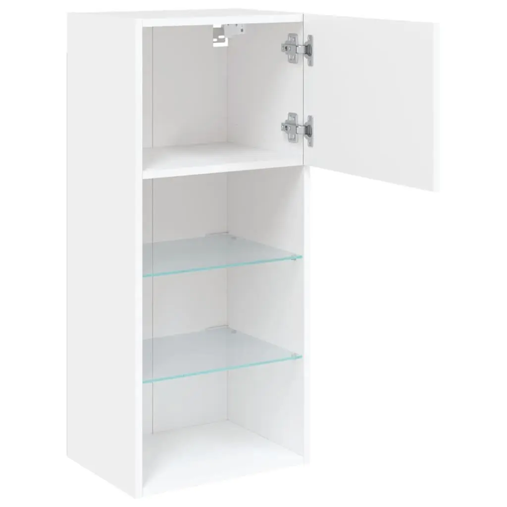 TV Cabinets White Wall-Mounted 40.5x30x90cm Engineered Wood with RGB LED Lights Set of 2