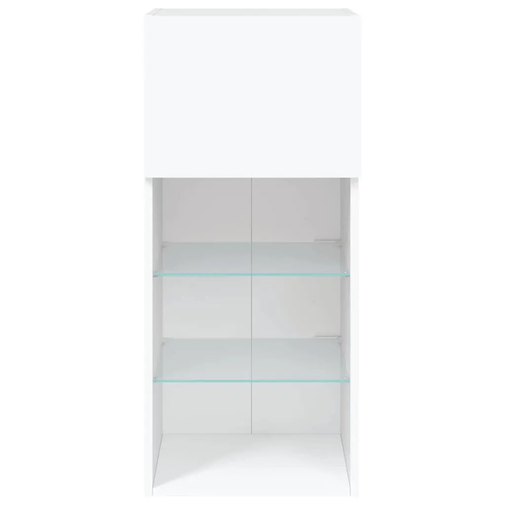 TV Cabinets White Wall-Mounted 40.5x30x90cm Engineered Wood with RGB LED Lights Set of 2