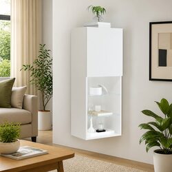 White Wall-Mounted TV Cabinet with RGB LED Lighting