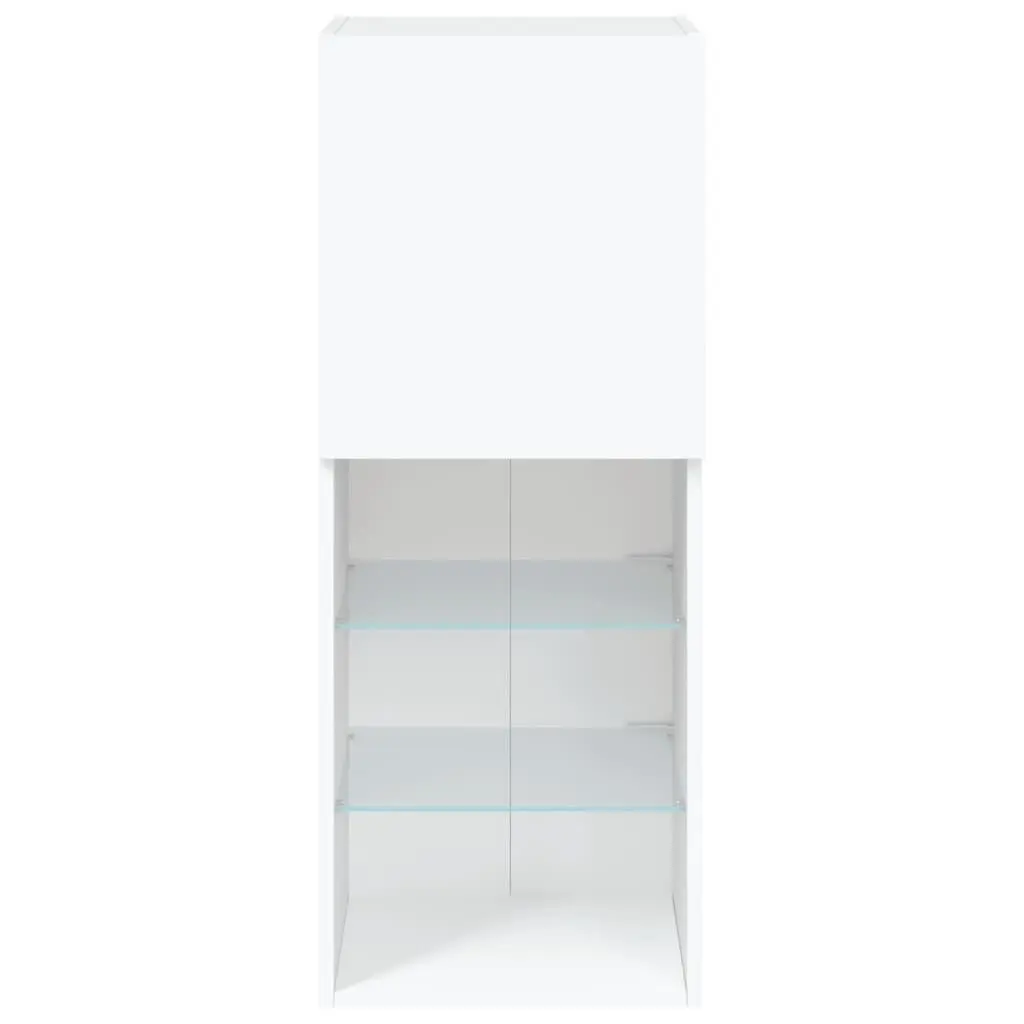 TV Cabinet RGB LED Lights White Wall-Mounted Entertainment Unit Storage Engineered Wood 40.5 x 30 x 102 cm