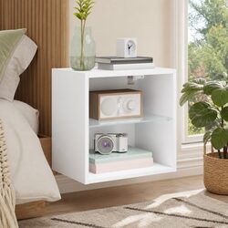 Wall-Mounted Bedside Cabinet with LED Lighting
