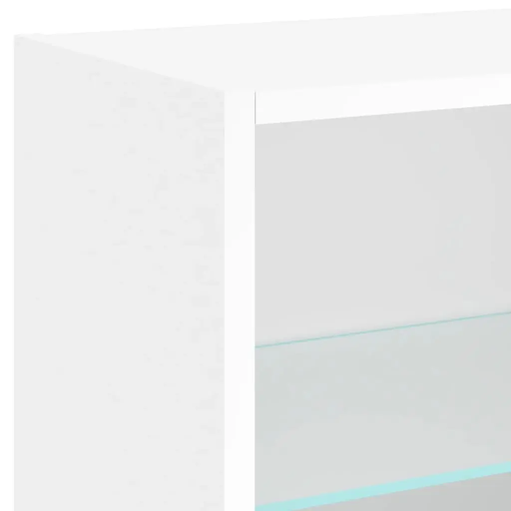 Bedside Cabinet Wall-mounted White Engineered Wood with RGB LED Lights