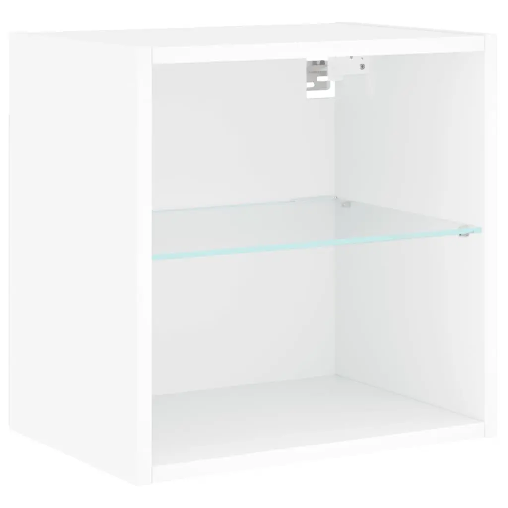 Bedside Cabinet Wall-mounted White Engineered Wood with RGB LED Lights