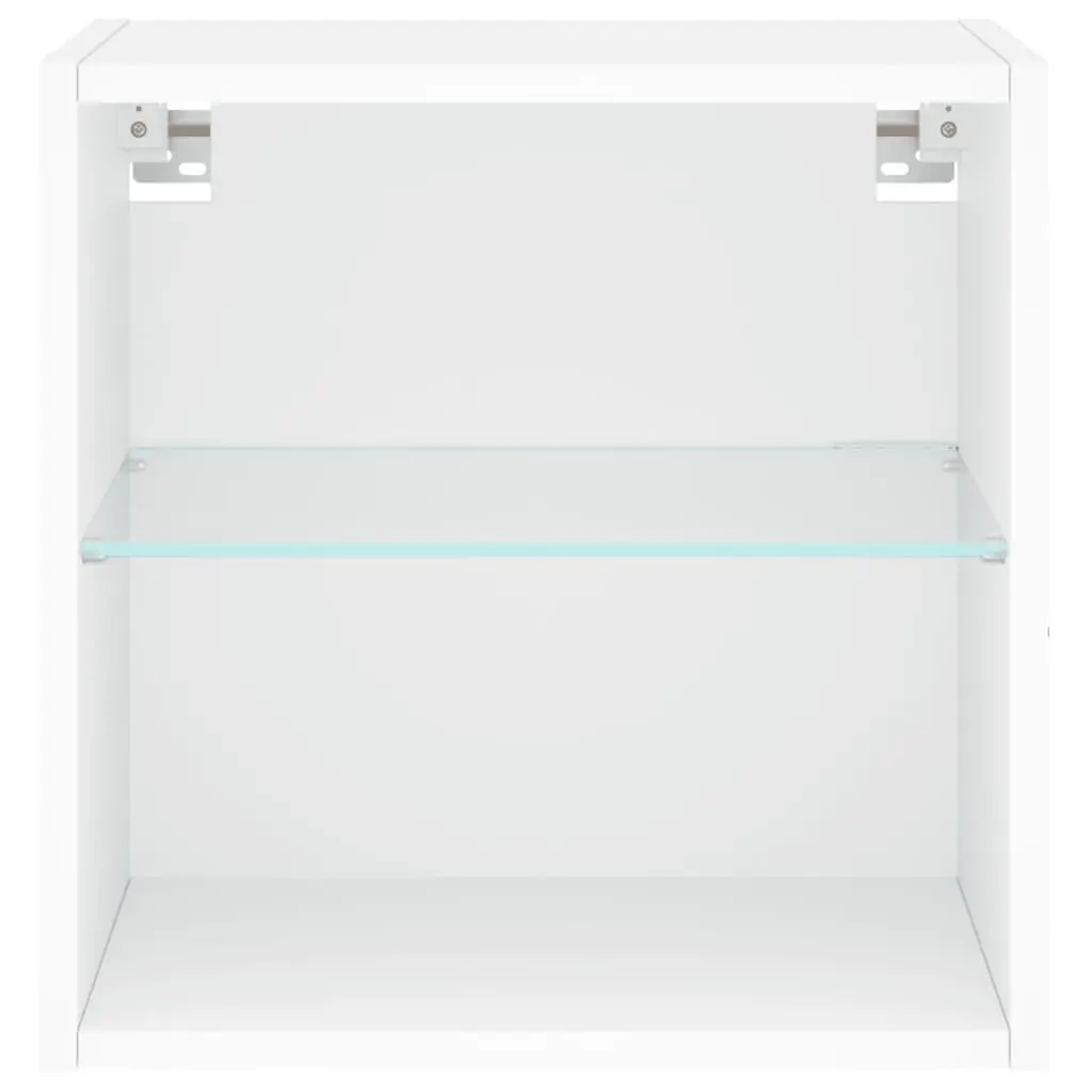 Bedside Cabinet Wall-mounted White Engineered Wood with RGB LED Lights