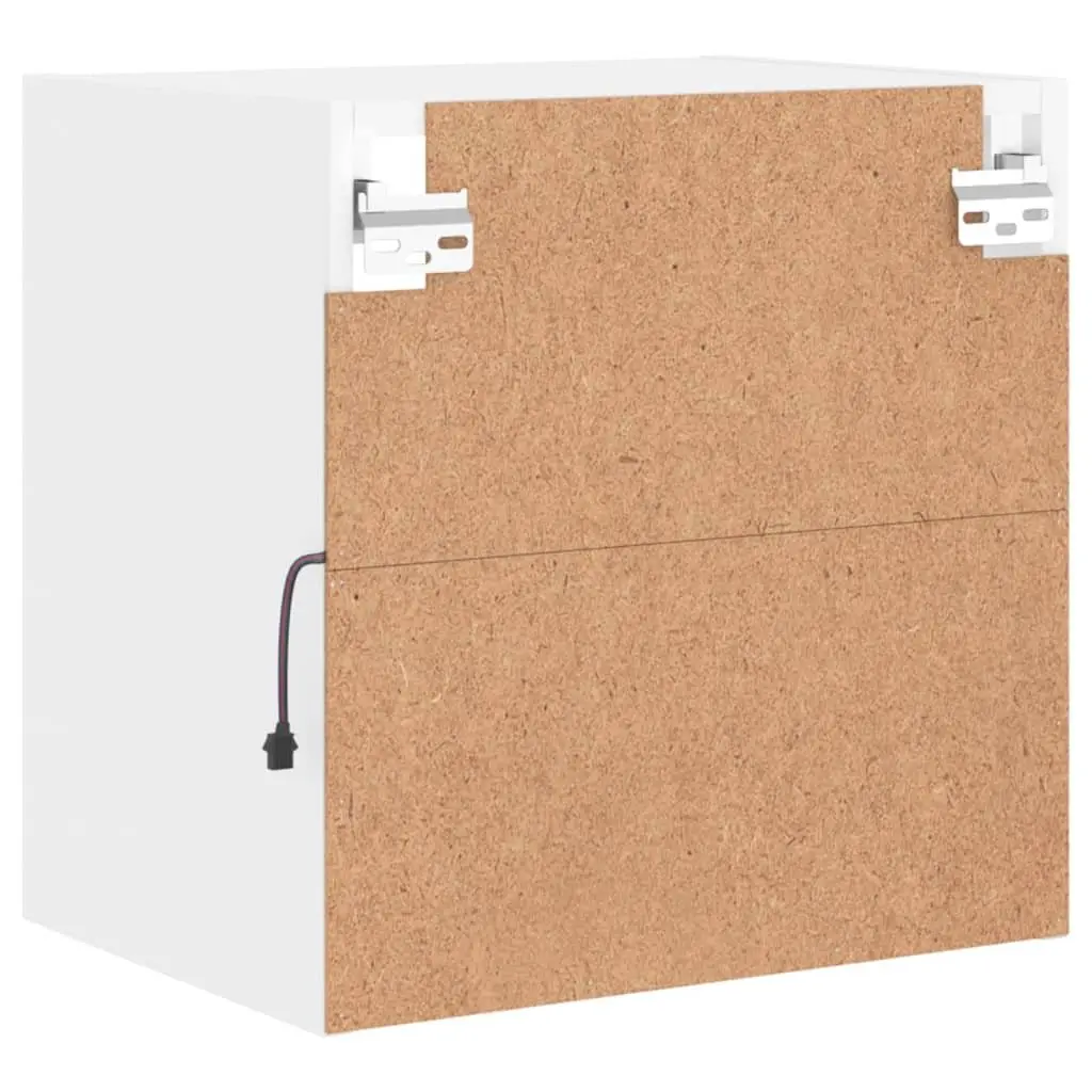 Bedside Cabinet Wall-mounted White Engineered Wood with RGB LED Lights
