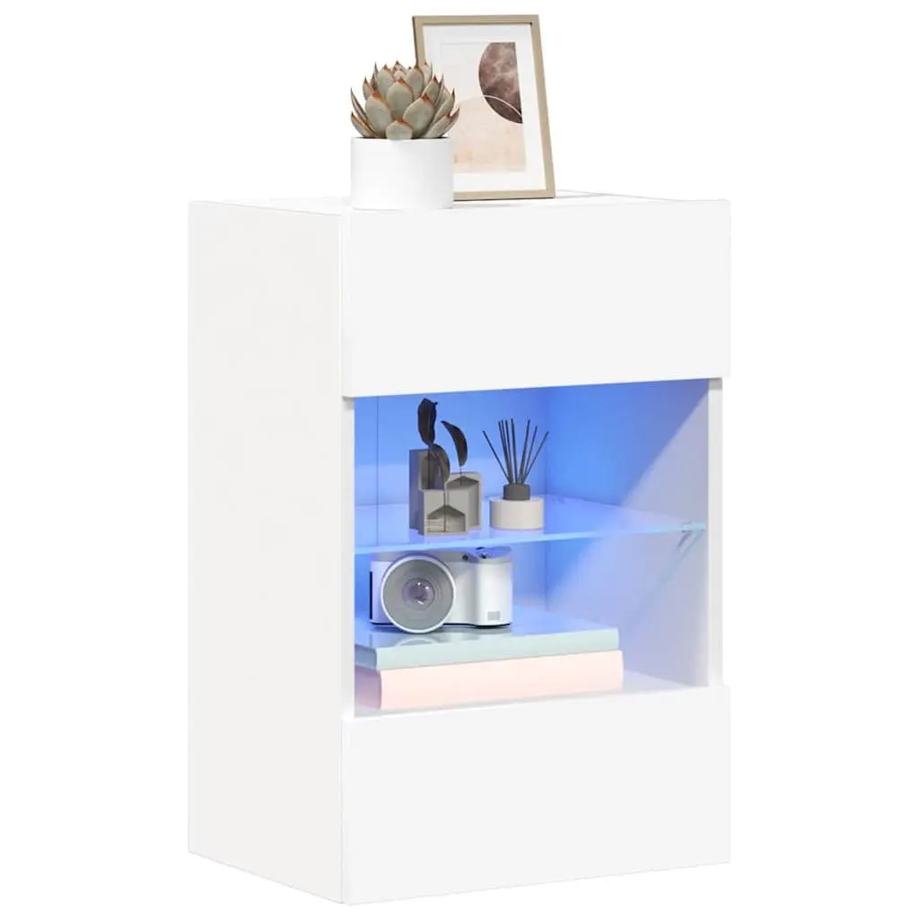 Wall Cabinets TV Unit White 40x30x60.5 cm Engineered Wood with RGB LED Lights 2 pcs