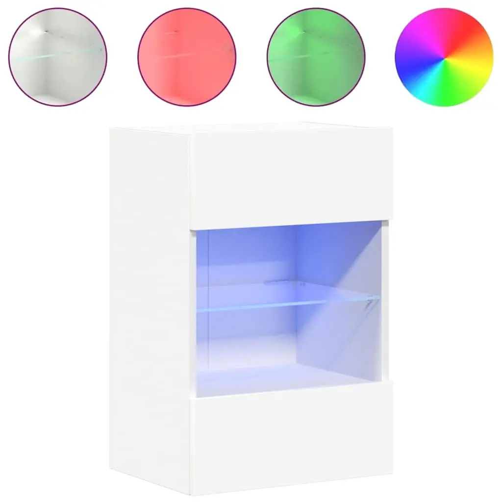 Wall Cabinets TV Unit White 40x30x60.5 cm Engineered Wood with RGB LED Lights 2 pcs