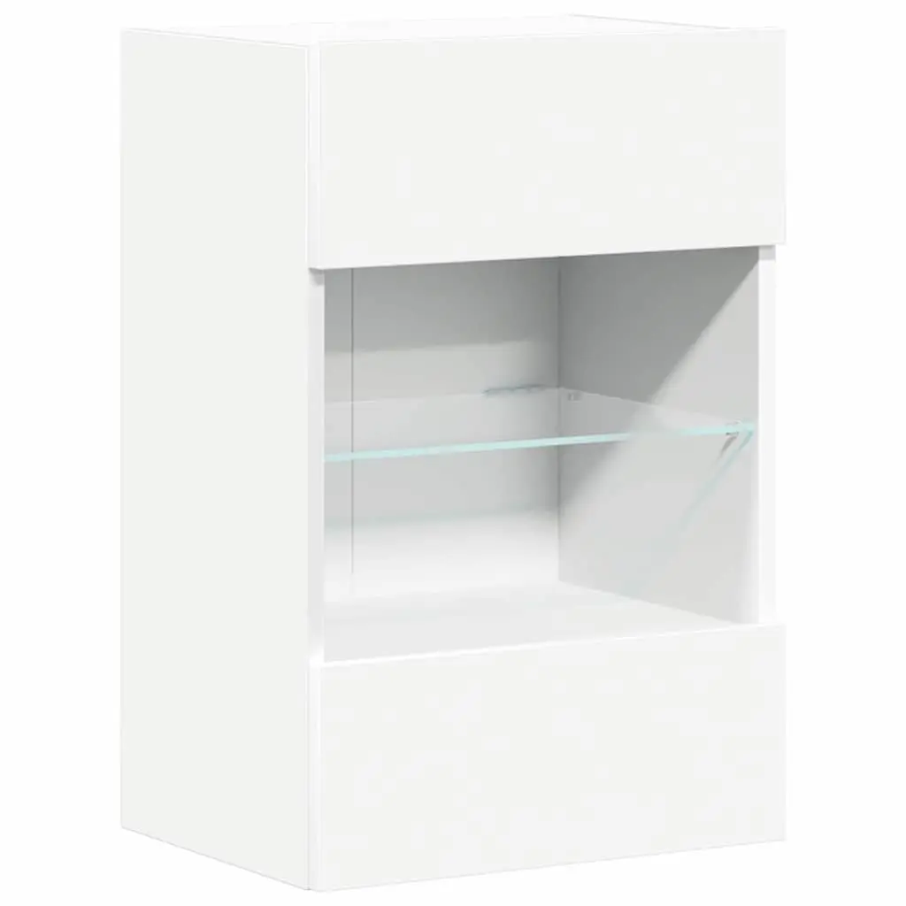 Wall Cabinets TV Unit White 40x30x60.5 cm Engineered Wood with RGB LED Lights 2 pcs