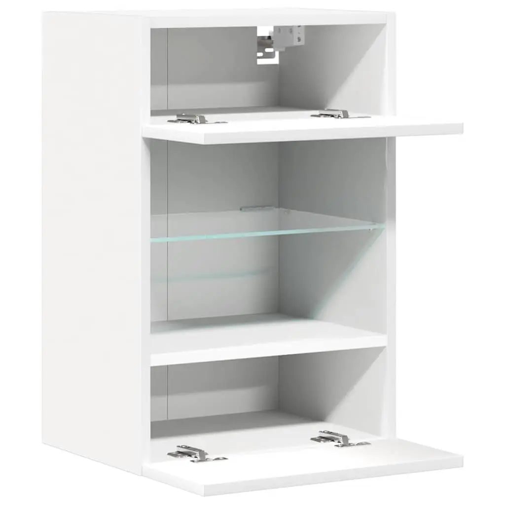 Wall Cabinets TV Unit White 40x30x60.5 cm Engineered Wood with RGB LED Lights 2 pcs