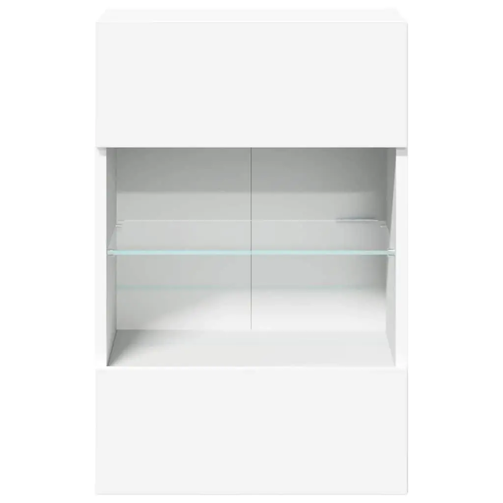Wall Cabinets TV Unit White 40x30x60.5 cm Engineered Wood with RGB LED Lights 2 pcs