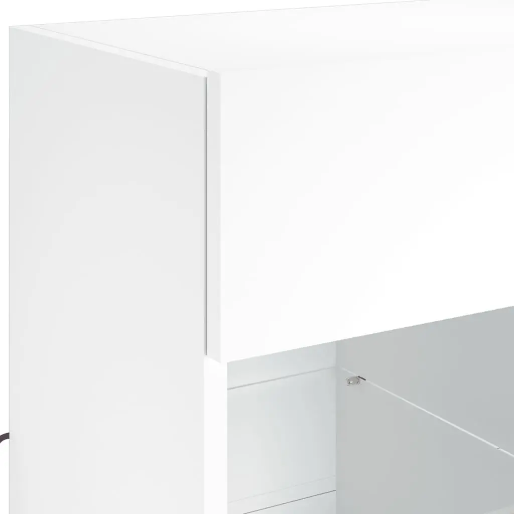 White TV Wall Cabinet Floating Shelves RGB LED Lights Engineered Wood 58.5 x 30 x 60.5 cm