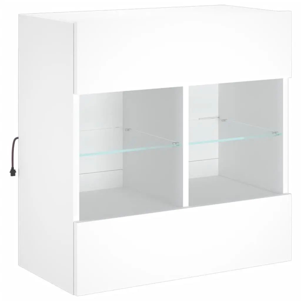 White TV Wall Cabinet Floating Shelves RGB LED Lights Engineered Wood 58.5 x 30 x 60.5 cm