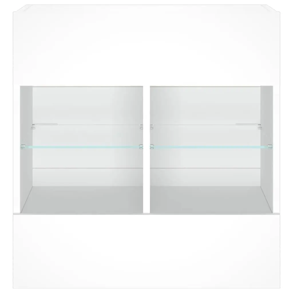 White TV Wall Cabinet Floating Shelves RGB LED Lights Engineered Wood 58.5 x 30 x 60.5 cm