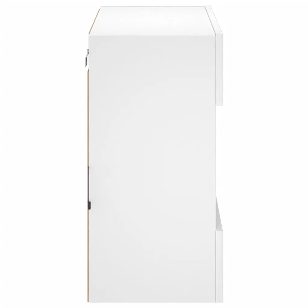 White TV Wall Cabinet Floating Shelves RGB LED Lights Engineered Wood 58.5 x 30 x 60.5 cm