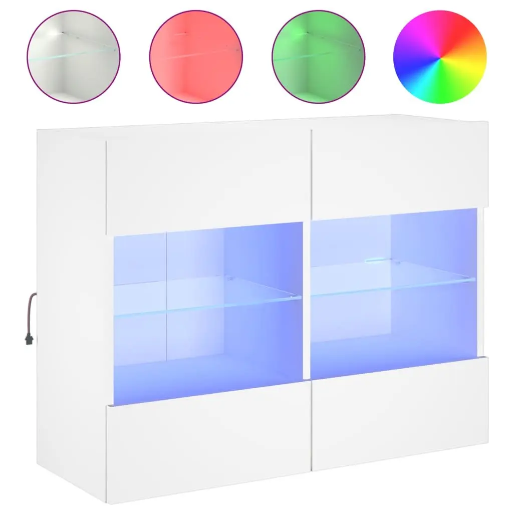 TV Wall Cabinet RGB LED Lights Wall-Mounted Media Storage Unit White 78.5 x 30 x 60.5 cm Engineered Wood