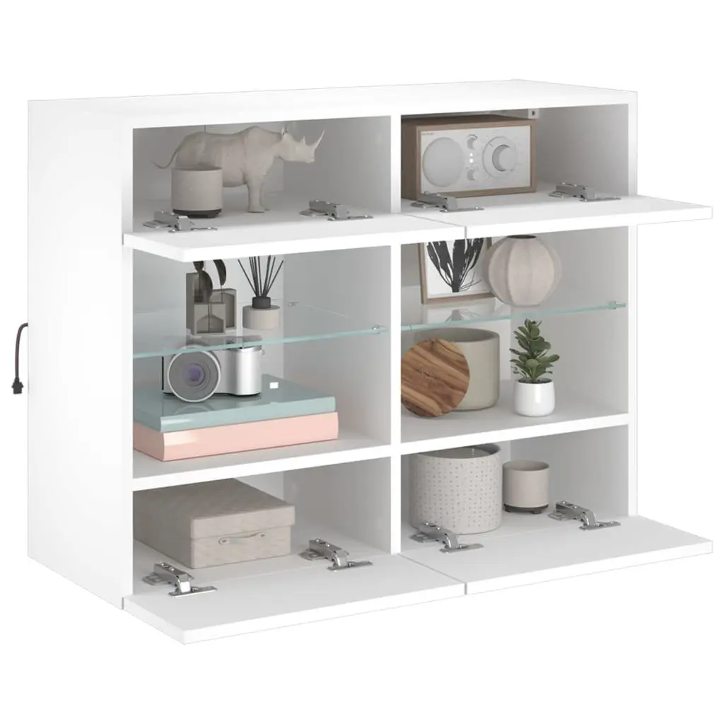 TV Wall Cabinet RGB LED Lights Wall-Mounted Media Storage Unit White 78.5 x 30 x 60.5 cm Engineered Wood