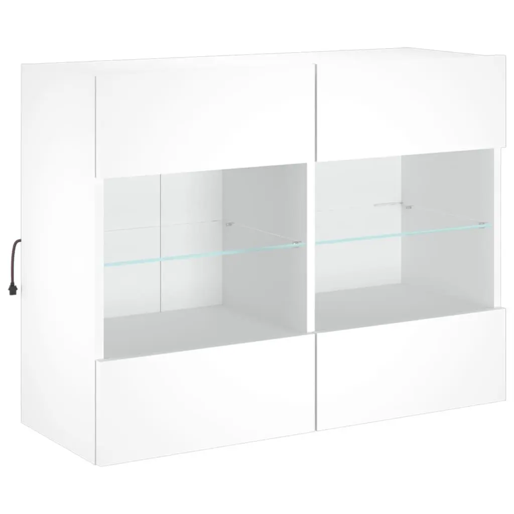 TV Wall Cabinet RGB LED Lights Wall-Mounted Media Storage Unit White 78.5 x 30 x 60.5 cm Engineered Wood