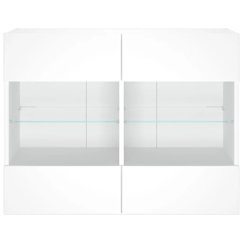 TV Wall Cabinet RGB LED Lights Wall-Mounted Media Storage Unit White 78.5 x 30 x 60.5 cm Engineered Wood