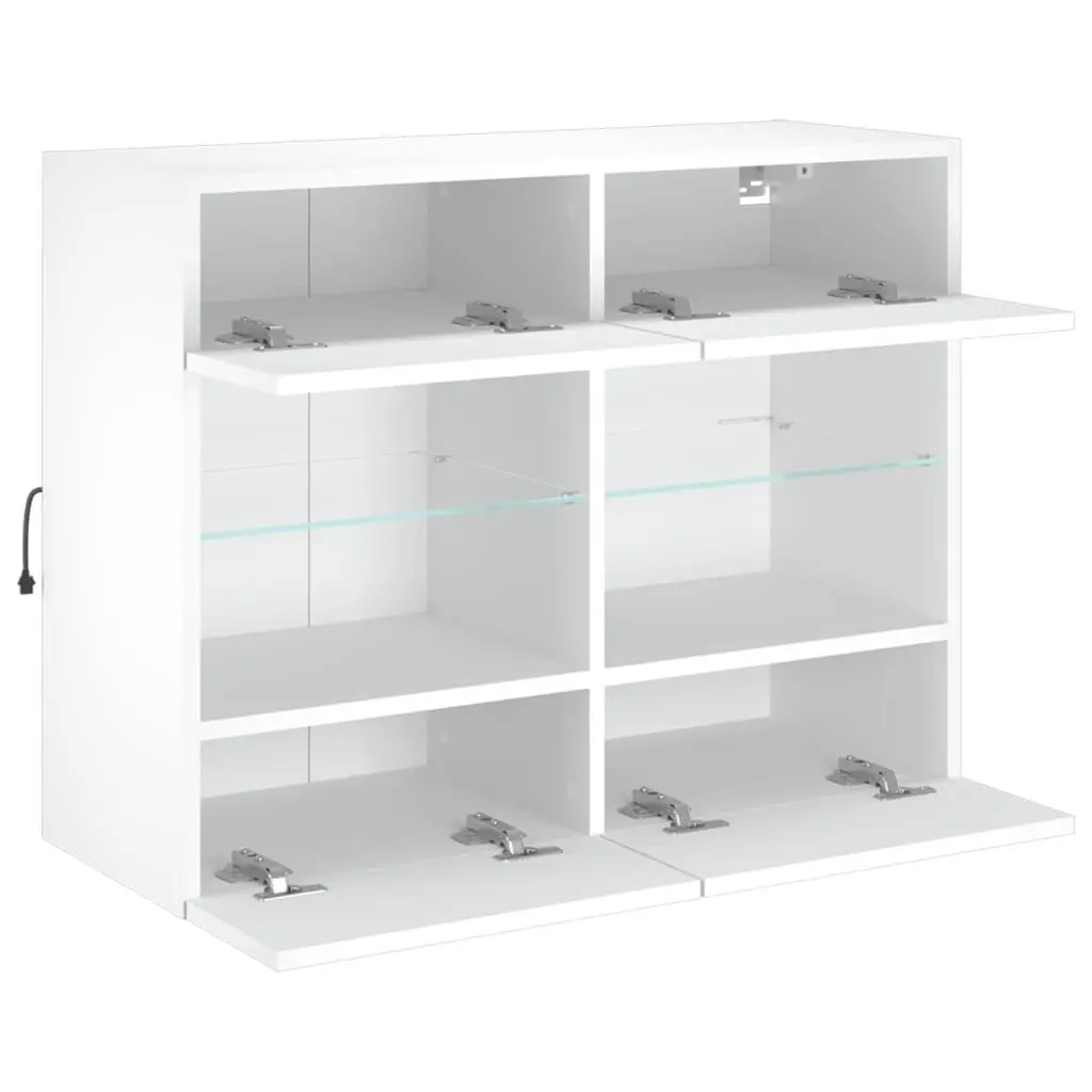 TV Wall Cabinet RGB LED Lights Wall-Mounted Media Storage Unit White 78.5 x 30 x 60.5 cm Engineered Wood