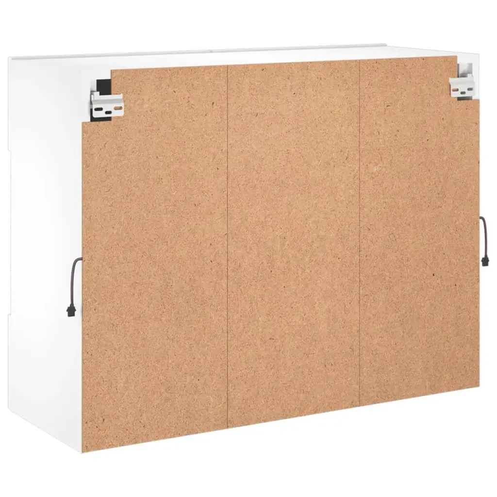 TV Wall Cabinet RGB LED Lights Wall-Mounted Media Storage Unit White 78.5 x 30 x 60.5 cm Engineered Wood