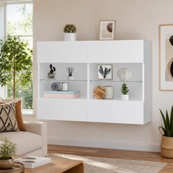 Stylish TV Wall Cabinet with RGB LED Lights and Shelves