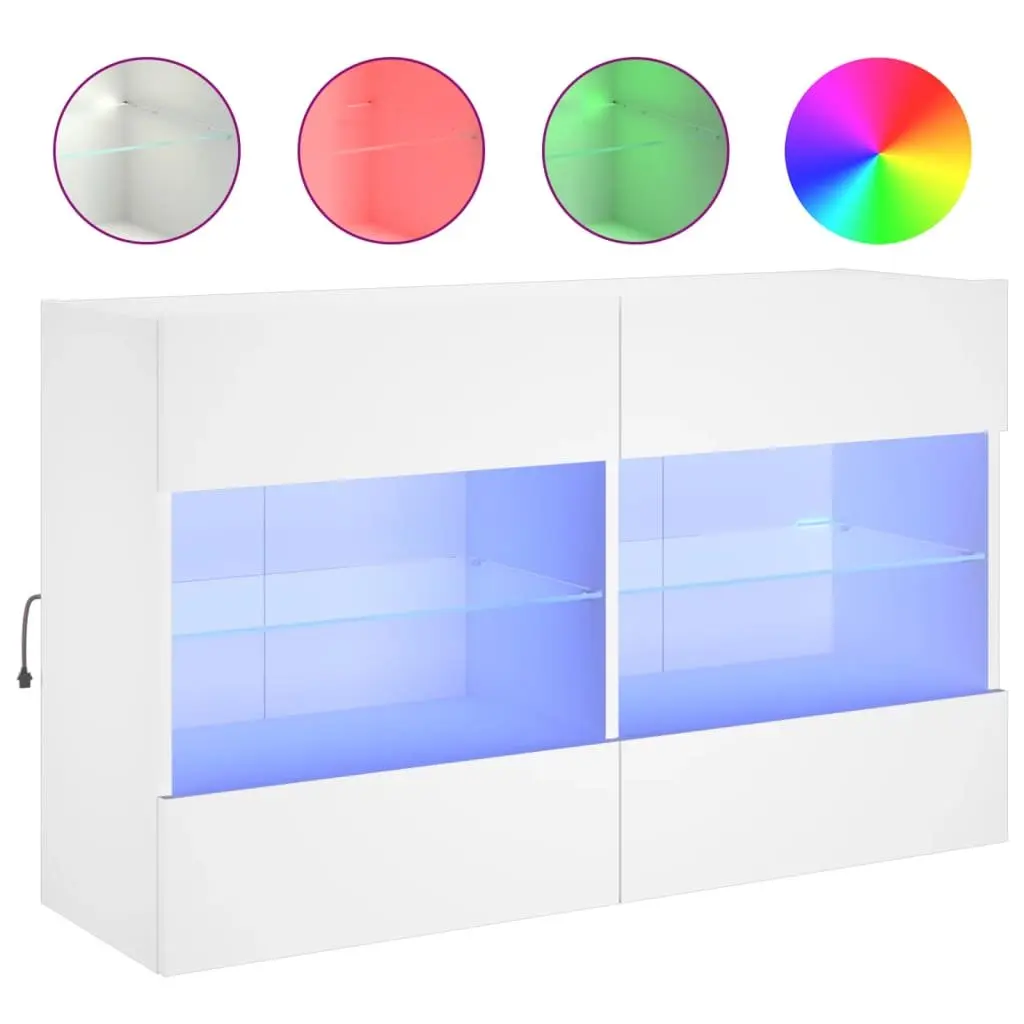TV Wall Cabinet with RGB LED Lights and Shelves