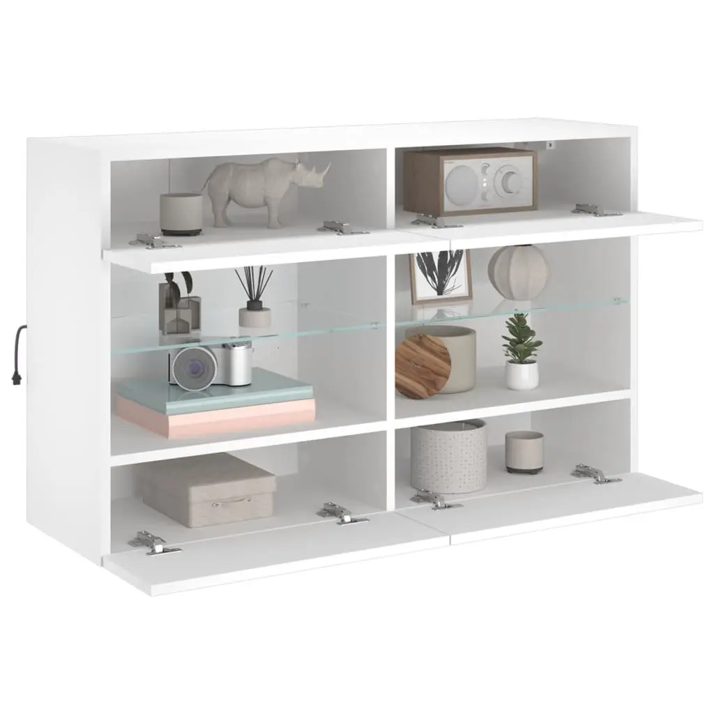 TV Wall Cabinet with RGB LED Lights and Shelves
