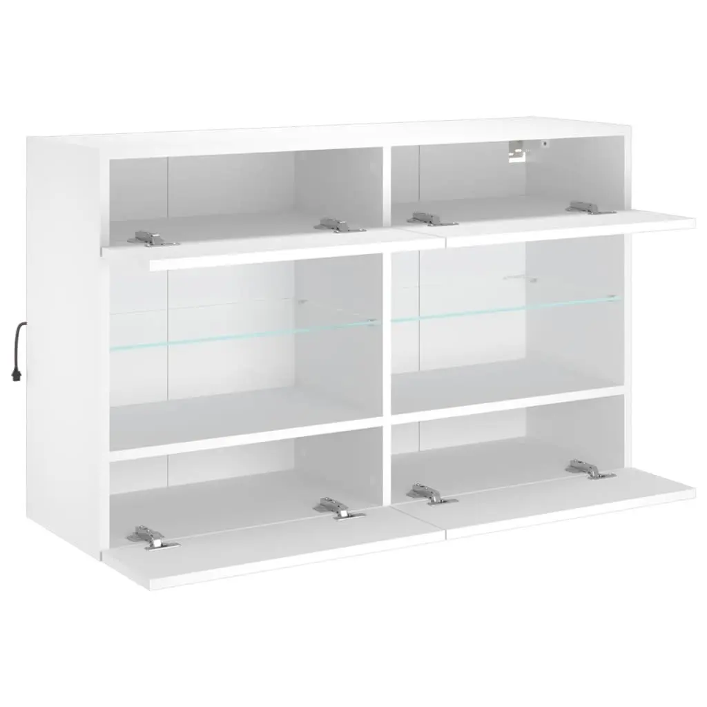 TV Wall Cabinet with RGB LED Lights and Shelves