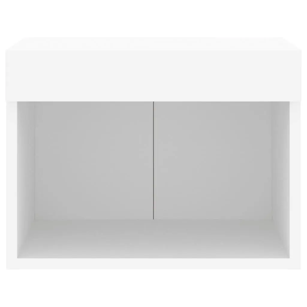 Wall-mounted Bedside Cabinet White RGB LED Lights Engineered Wood