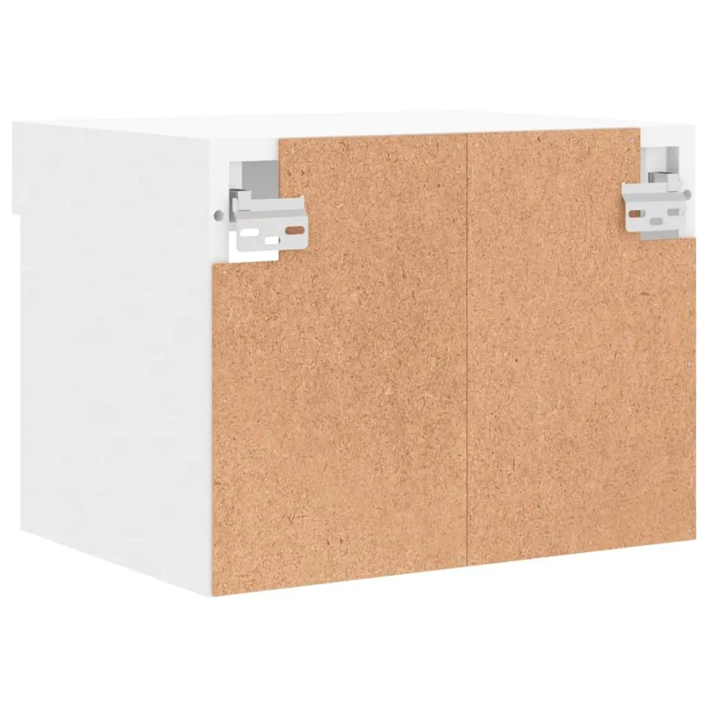 Wall-mounted Bedside Cabinet White RGB LED Lights Engineered Wood